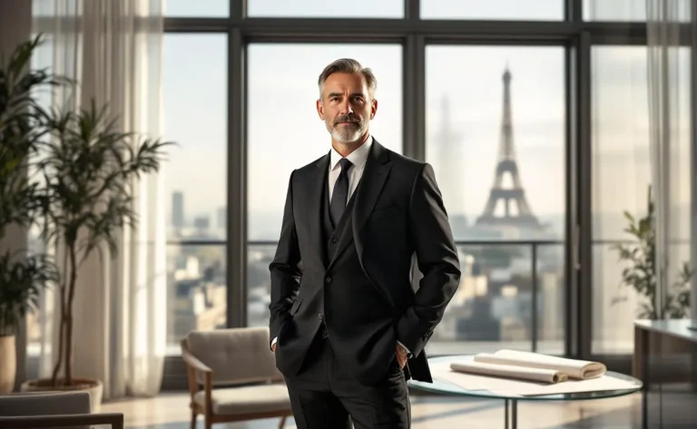 Un architecte parisien travaille dans son atelier entouré de plans et de maquettes.