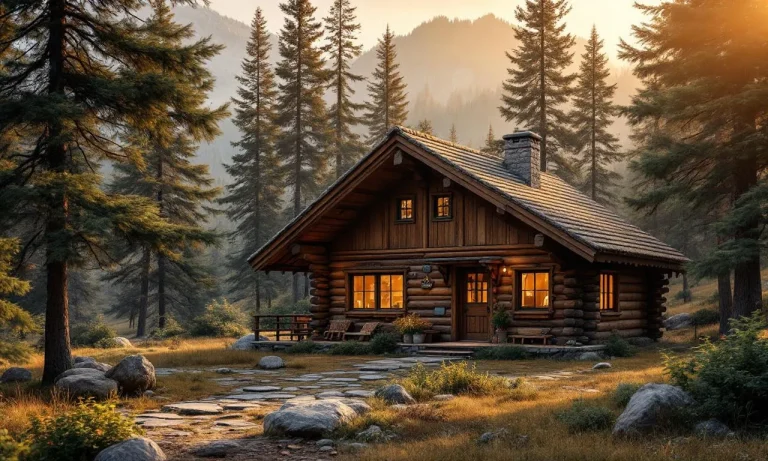 Chalet montagnard aux murs colorés entouré de verdure.