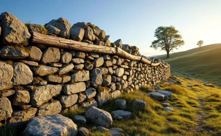 Un mur incliné baigné par une lumière dorée.