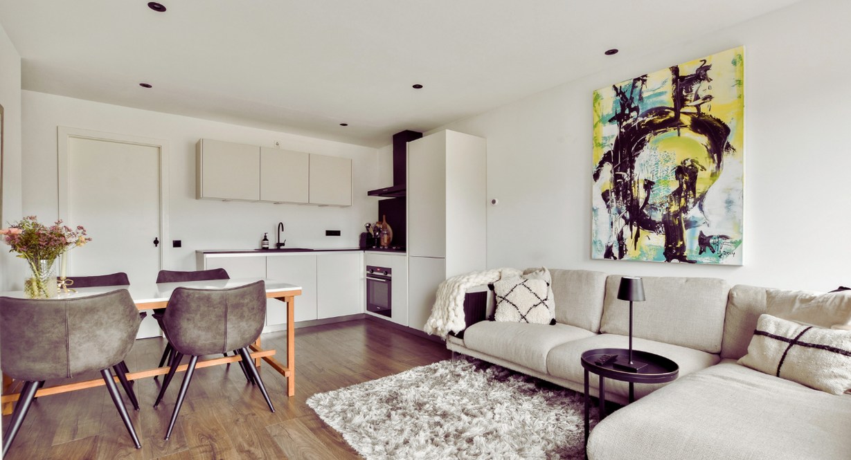 Interieur moderne et cosy d un appartement avec espace salon lumineux