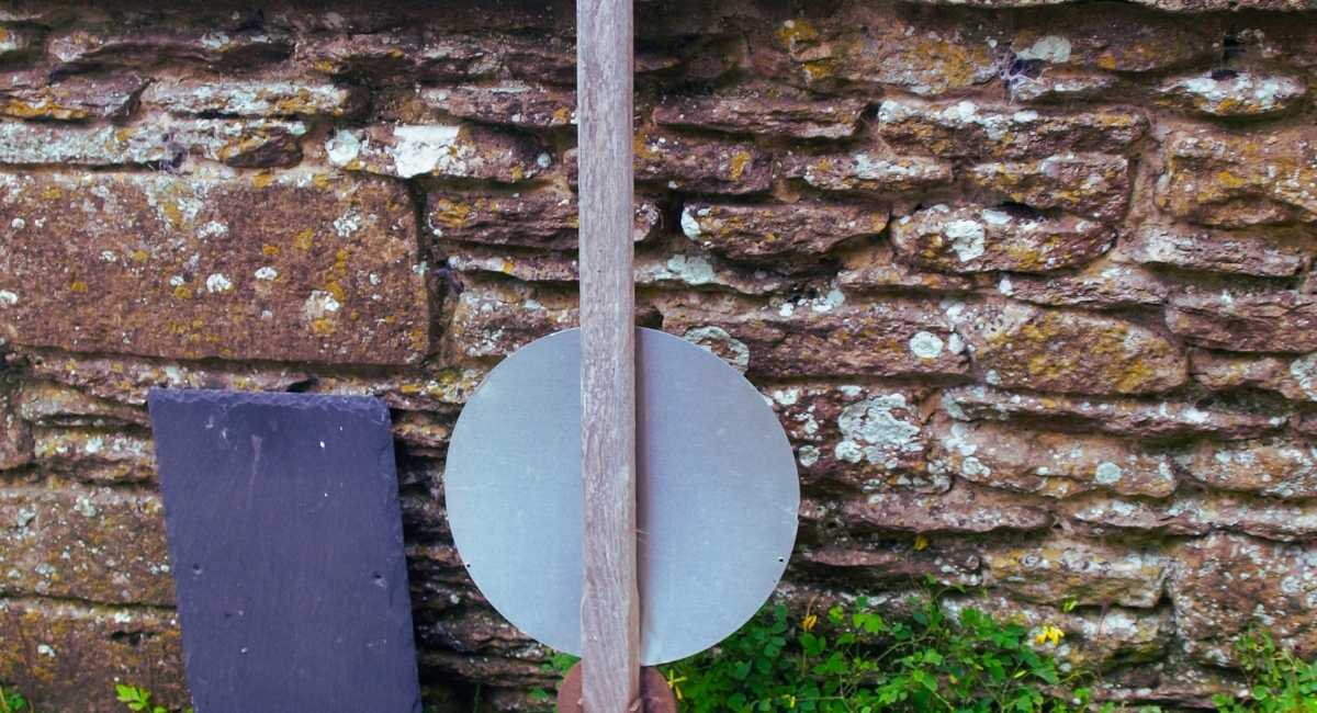 Vieille tondeuse a gazon vintage entretenue posee sur la pelouse
