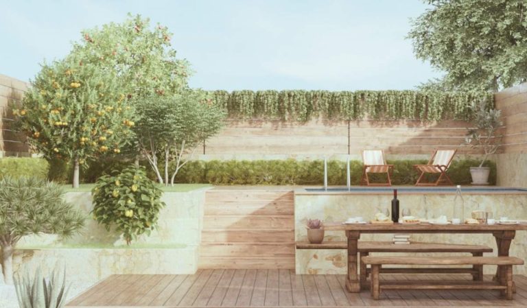 Jolie jardin extérieur